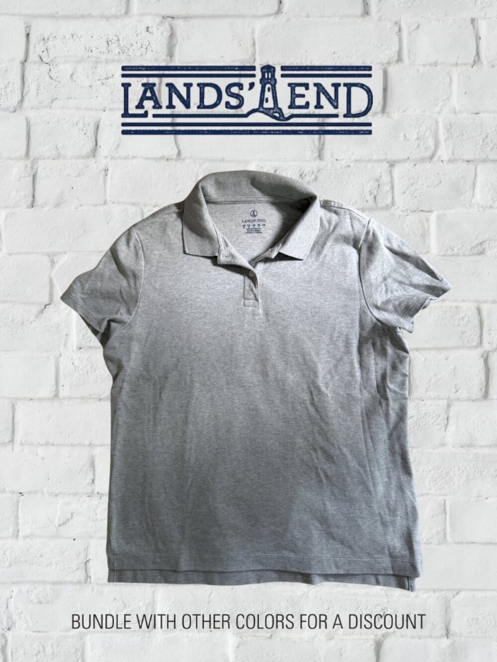 Lands' End | Women's Pima Cotton Polo | Grey Gray Size Medium (Like New)